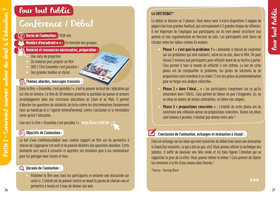 Comment animer autour du droit à l’éducation ? - un guide pratique pour les éducateurs