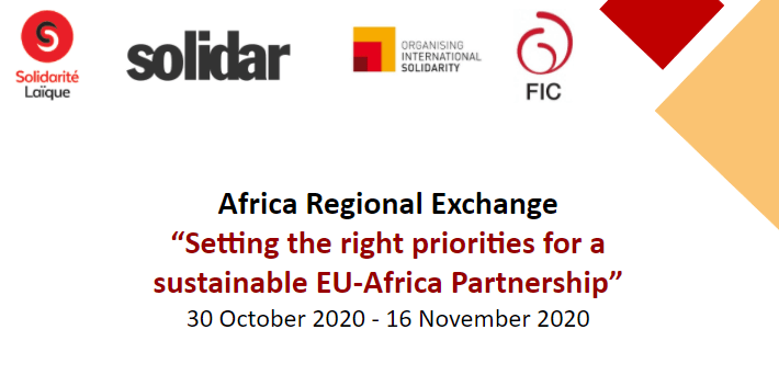 Échange Régional Africain, Vers un partenariat UE-Afrique durable Octobre - Novembre 2020 Échange Régional Africain, Vers un partenariat UE-Afrique durable Octobre - Novembre 2020