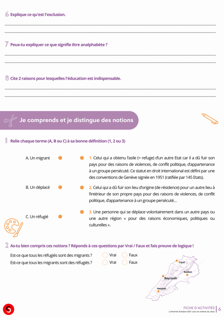 Une fiche d'activités pour découvrir le Liban, son histoire et sa culture