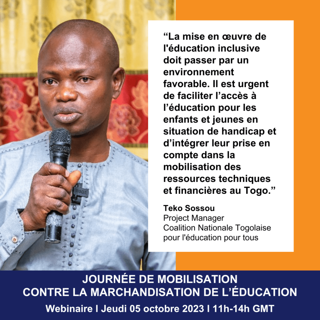 Non à la privatisation et la marchandisation de l'éducation pour une meilleure effectivité des droits