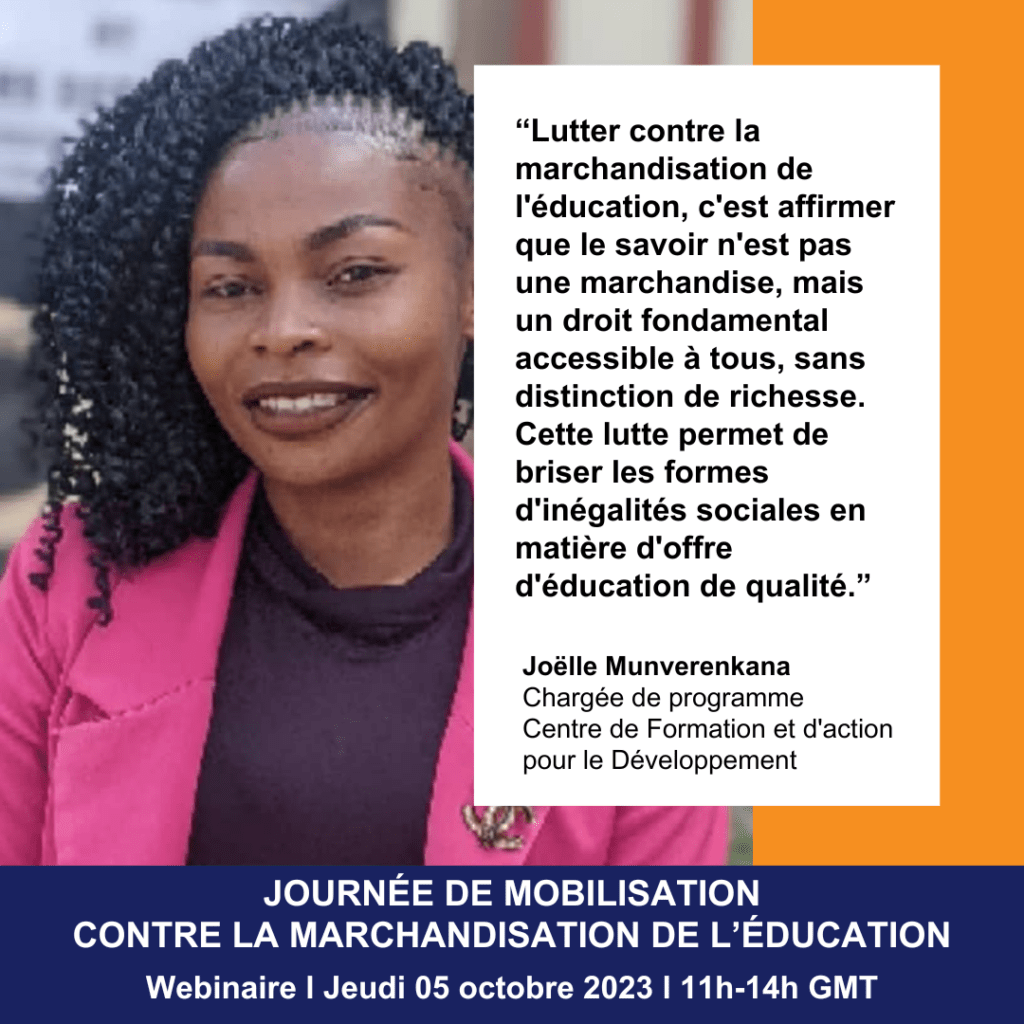 Non à la privatisation et la marchandisation de l'éducation pour une meilleure effectivité des droits